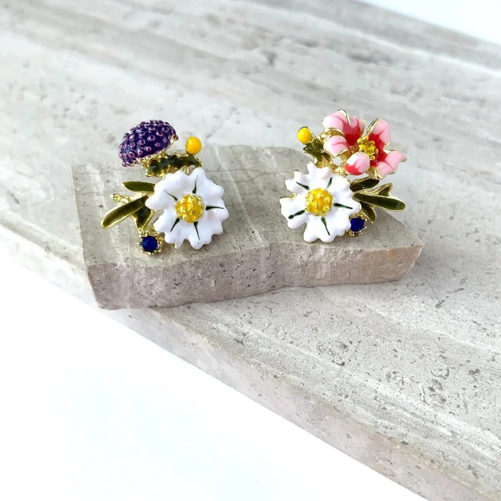 NEW~ Anthropologie Ornamental Floral Earrings - Picture 5 of 10